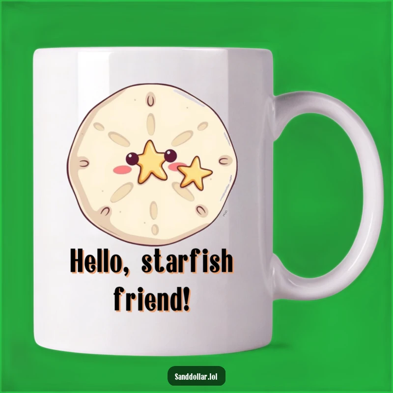 Funny Waving Sand Dollar Mug - Starfish Friend Humor Gift