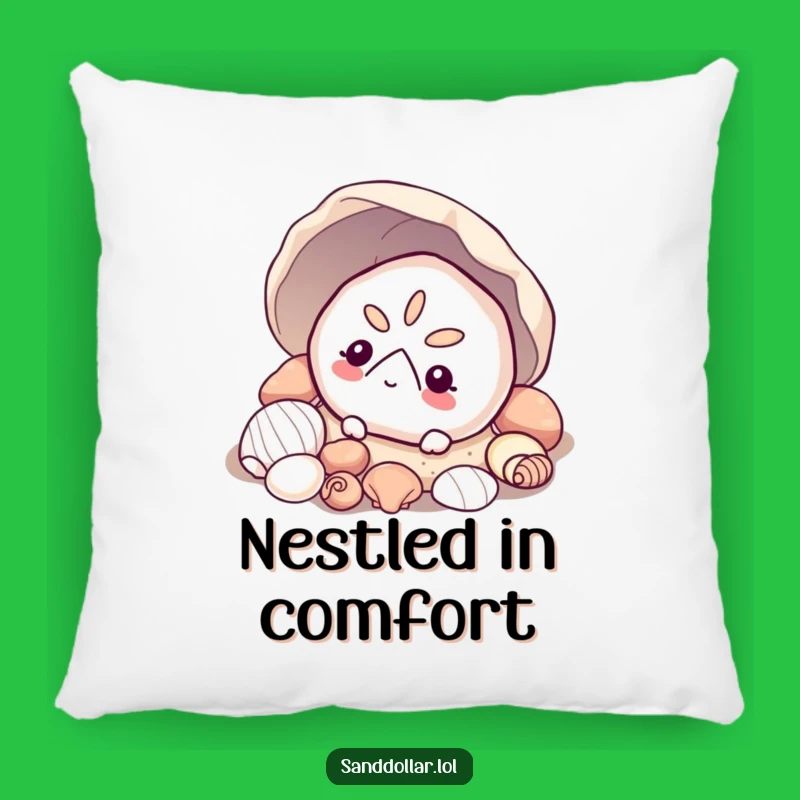 Funny Curious Sand Dollar Pillow - Cozy Shell Accent Humor Gift