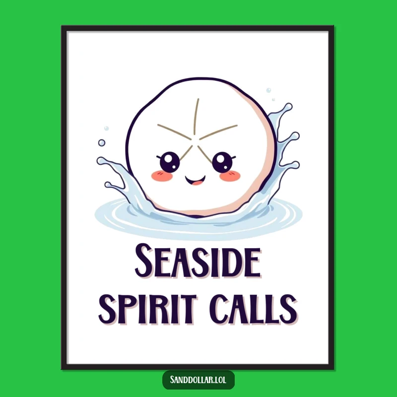 Funny Splashing Sand Dollar Digital Print - Instant Beach Mood Humor