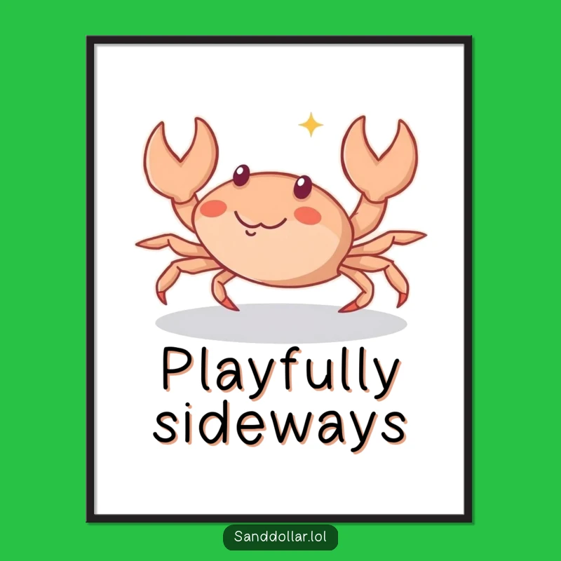 Funny Crab Scuttle Digital Art: Playful Character, Instant Downloadable Humorous Gift