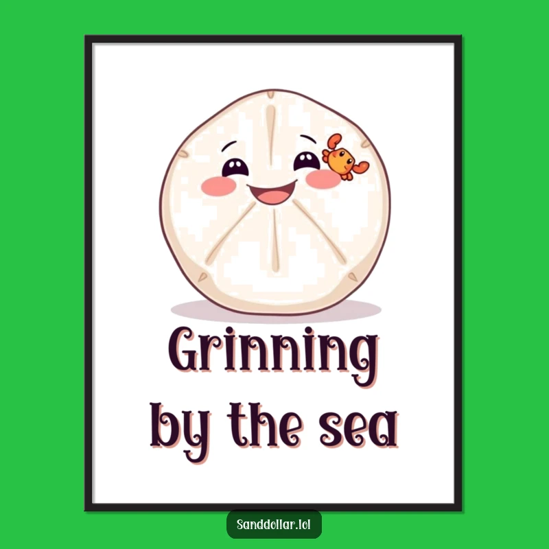 Funny Sand Dollar Crab Poster: Ocean Artwork of Beach Buddies - Ideal Funny Gift!