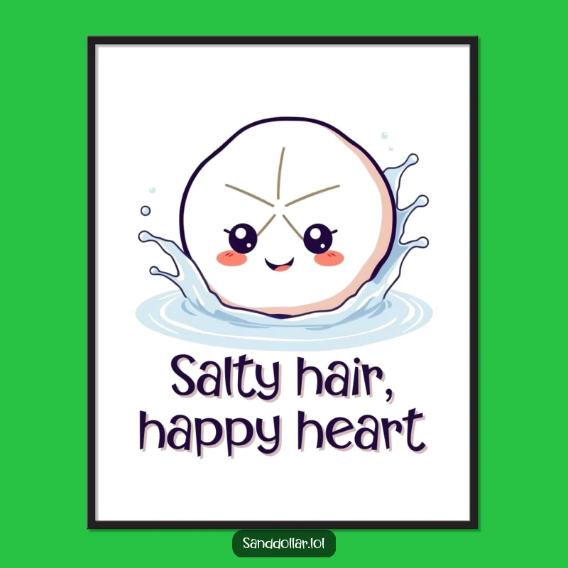 Funny Splashing Sand Dollar Poster - Vibrant Beach Art Humor Gift