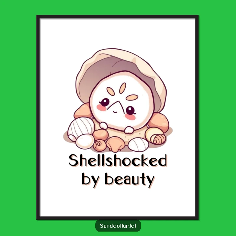 Funny Curious Sand Dollar Poster - Delicate Shell Art Humor Gift