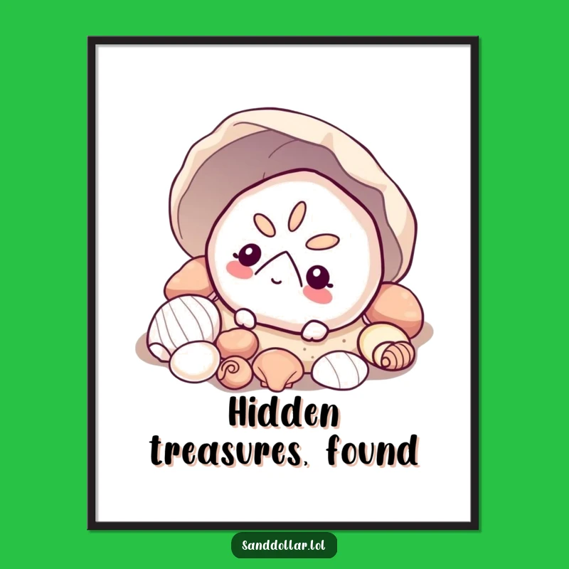 Free Printable Wall Art: Curious Sand Dollar Hiding for Humorous Coastal Downloadable Decor