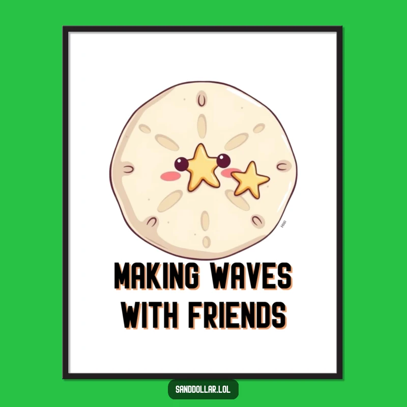 Free Printable Wall Art: Smiling Sand Dollar Waving Starfish for Coastal Downloadable Decor