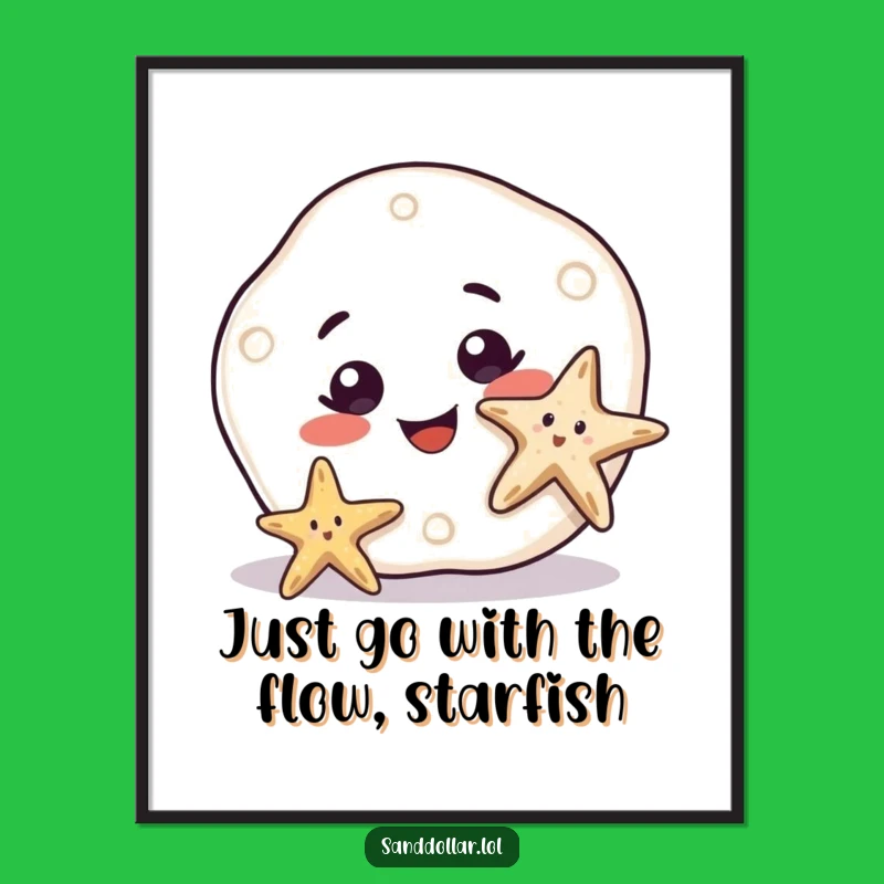 Funny Free Printable Wall Art: Smiling Sand Dollar, Wiggling Starfish, Downloadable