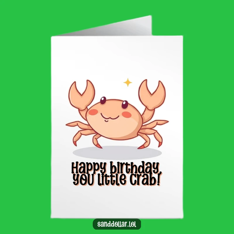 Free Printable Birthday Card: Scuttling Crab, Playful Sparkle, Funny Downloadable