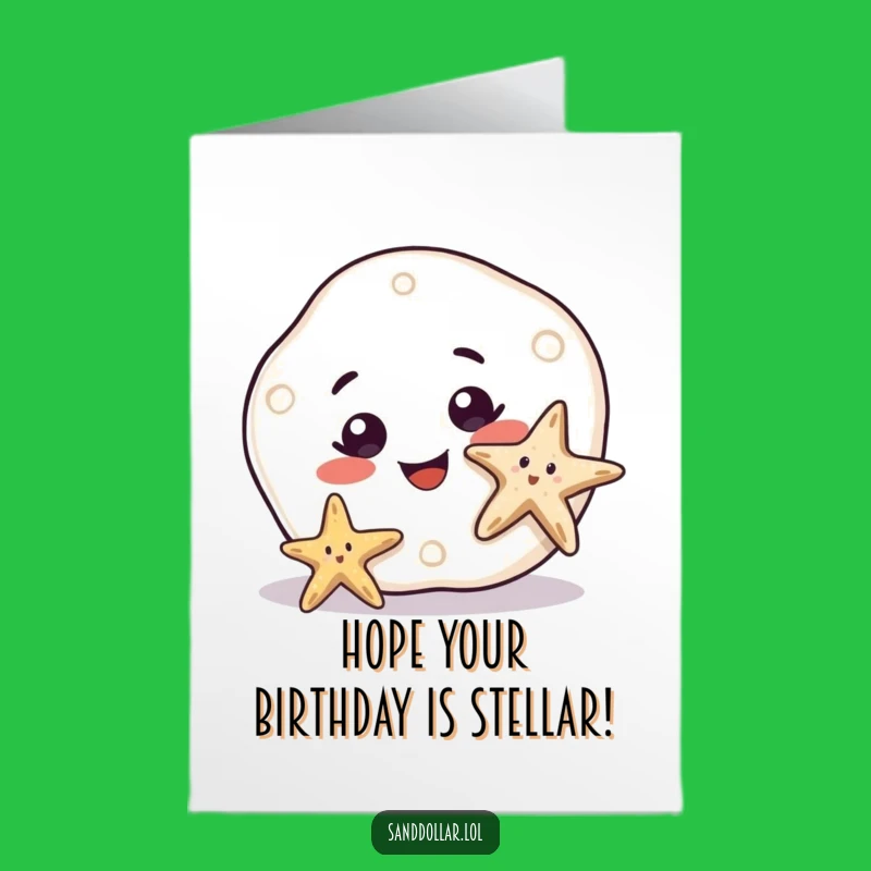 Free Printable Birthday Card: Smiling Sand Dollar, Wiggling Starfish, Funny Downloadable