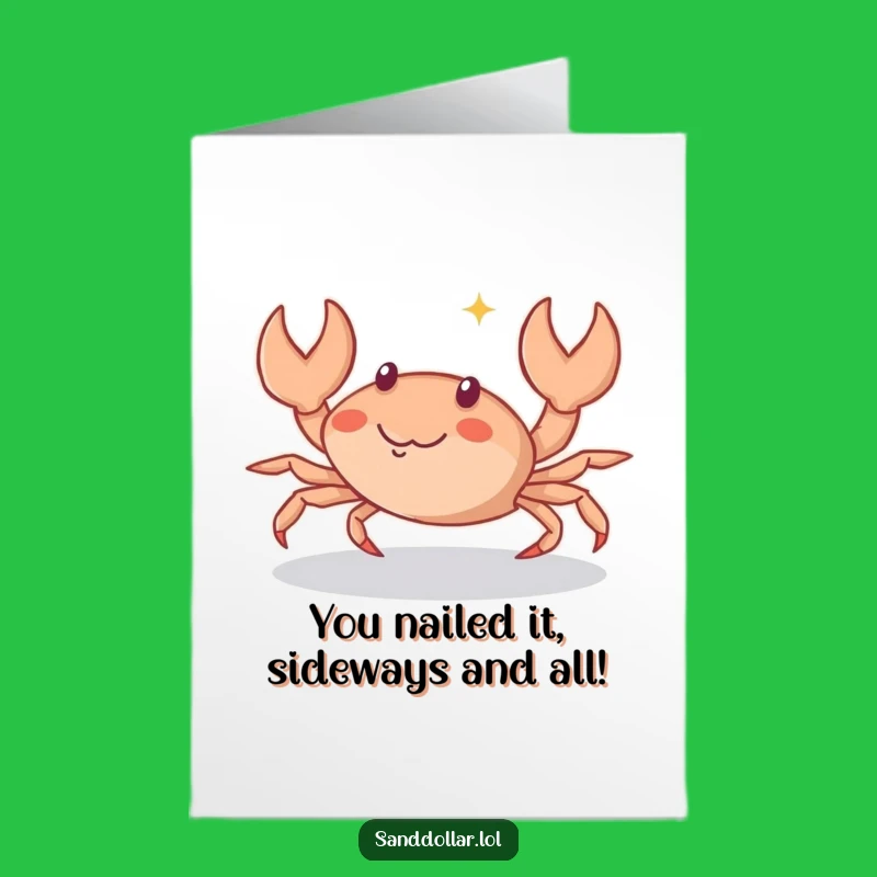 Free Printable Congrats Card: Crab Scuttling Sideways, Funny Sparkle, Downloadable