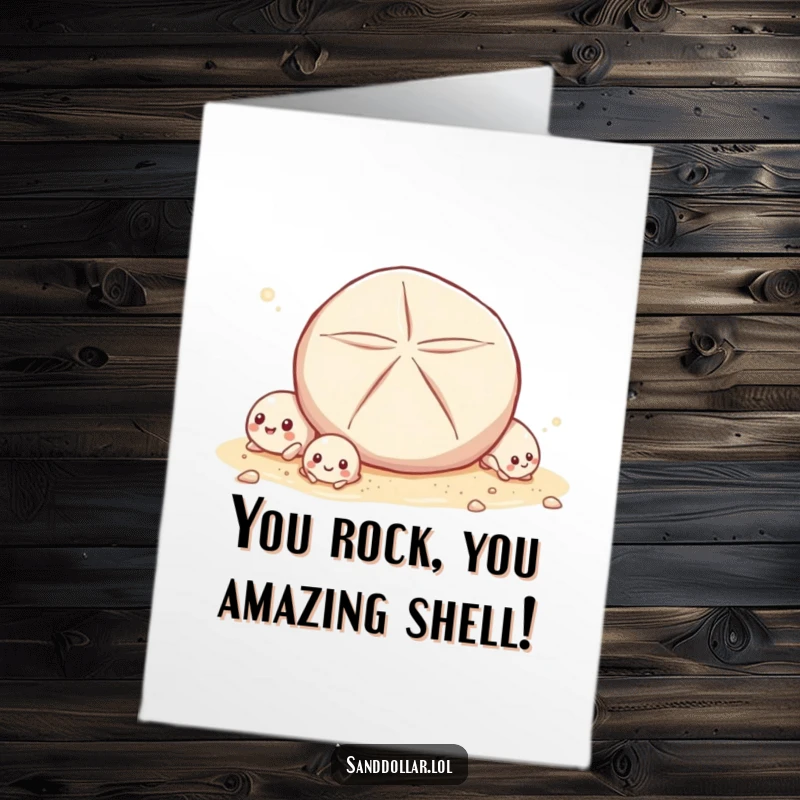 Funny Free Printable Congratulations Card where tiny shells giggle while a sand dollar rolls past, signifying shared celebration.