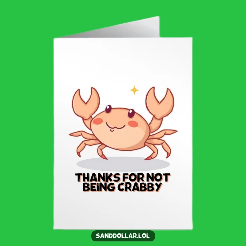 Free Printable Thank You Card: Crab Scuttles Sideways, Playful Sparkle, Funny